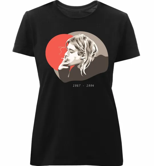 Жіноча преміум футболка Курт Кобейн 1967-1994 Чорний фото