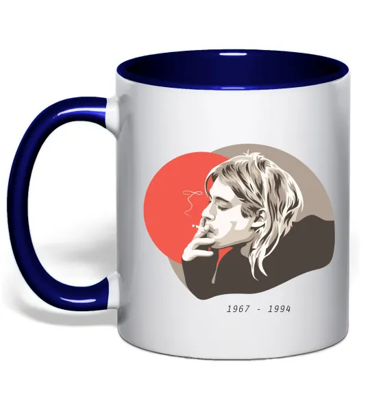 Чашка з кольоровою ручкою Курт Кобейн 1967-1994 Глибокий темно-синій фото