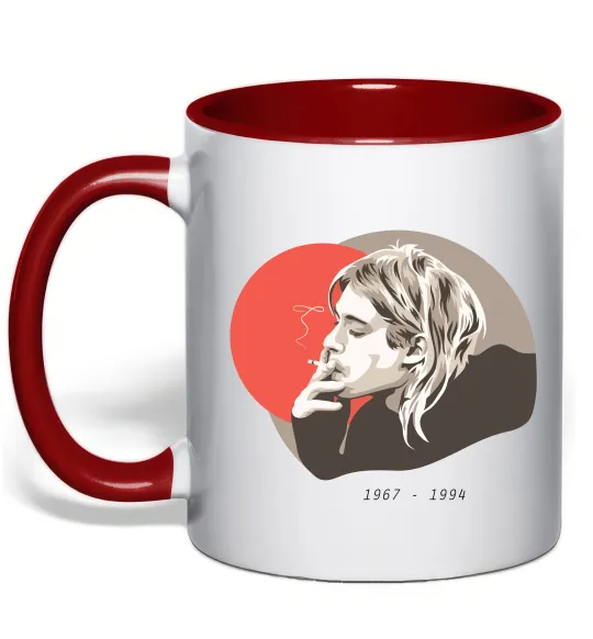 Чашка з кольоровою ручкою Курт Кобейн 1967-1994 Червоний фото