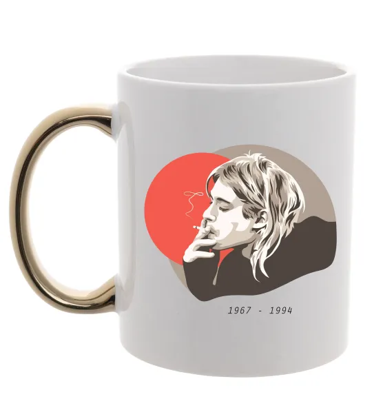 Чашка з кольоровою ручкою Курт Кобейн 1967-1994 Золото фото
