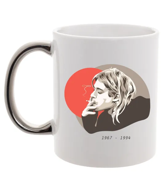 Чашка з кольоровою ручкою Курт Кобейн 1967-1994 Срібло фото