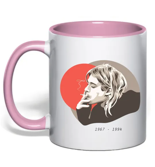 Чашка з кольоровою ручкою Курт Кобейн 1967-1994 Ніжно рожевий фото