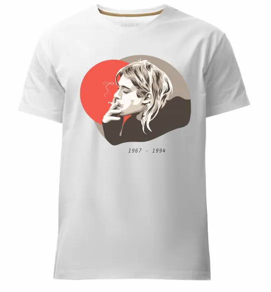 Чоловіча преміум футболка Курт Кобейн 1967-1994 Білий фото