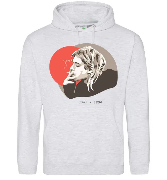 Чоловіча толстовка (худі) Курт Кобейн 1967-1994 Сірий меланж фото