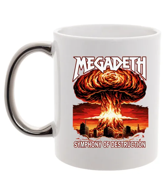 Чашка з кольоровою ручкою Megadeth Symphony of destruction Срібло фото