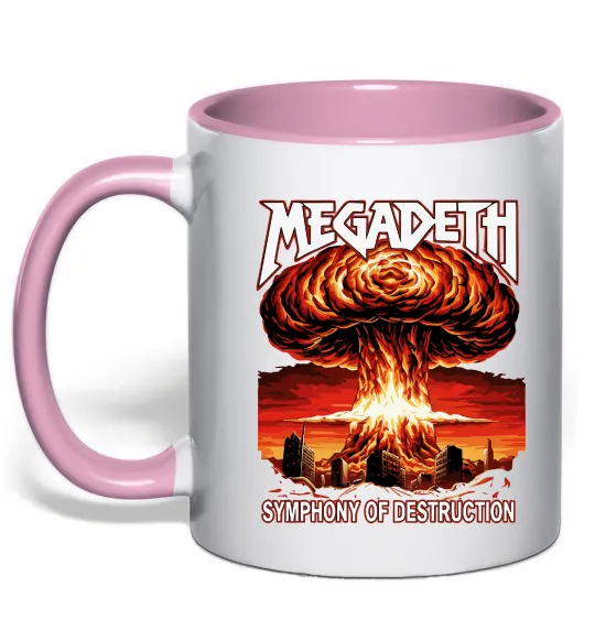 Чашка з кольоровою ручкою Megadeth Symphony of destruction Ніжно рожевий фото