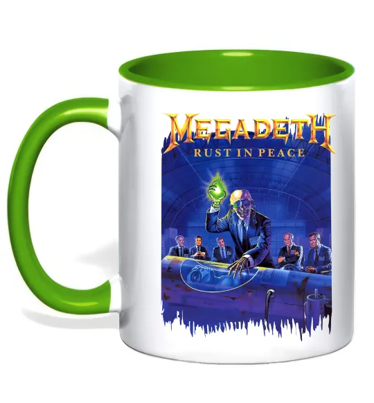 Чашка з кольоровою ручкою Megadeth Rust in peace Зелений фото