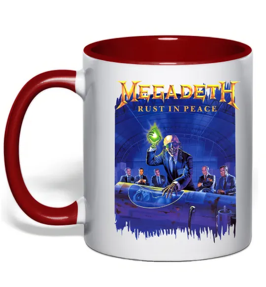 Чашка з кольоровою ручкою Megadeth Rust in peace Червоний фото