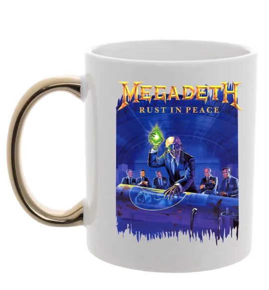 Чашка з кольоровою ручкою Megadeth Rust in peace Золото фото