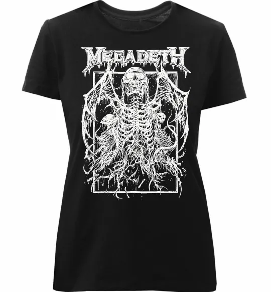 Жіноча преміум футболка Megadeth skeleton Чорний фото