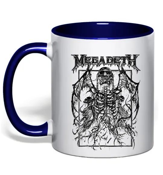 Чашка з кольоровою ручкою Megadeth skeleton Глибокий темно-синій фото