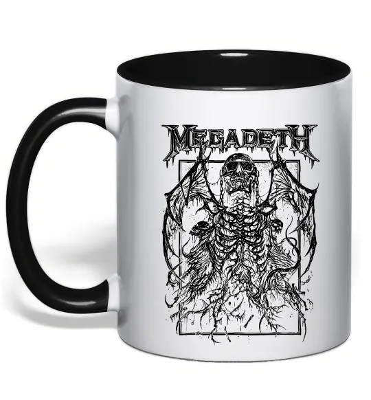 Чашка з кольоровою ручкою Megadeth skeleton Чорний фото