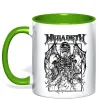Чашка с цветной ручкой Megadeth skeleton Лаймовый фото