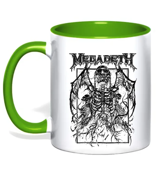 Чашка з кольоровою ручкою Megadeth skeleton Зелений фото
