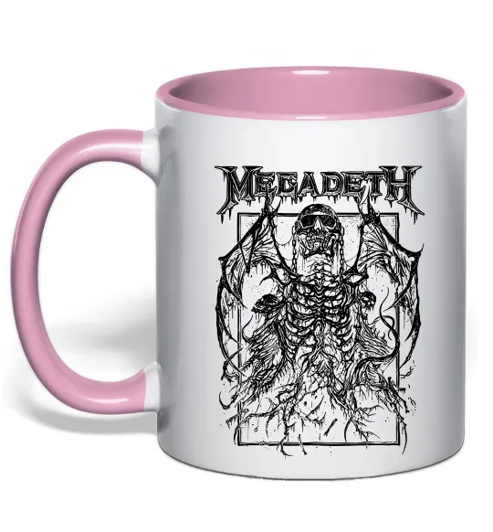 Чашка з кольоровою ручкою Megadeth skeleton Ніжно рожевий фото
