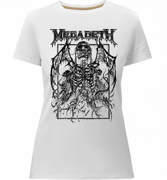 Жіноча преміум футболка Megadeth skeleton Білий фото