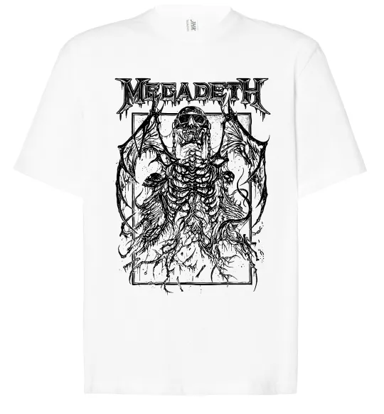 Футболка Оверсайз Megadeth skeleton Білий фото