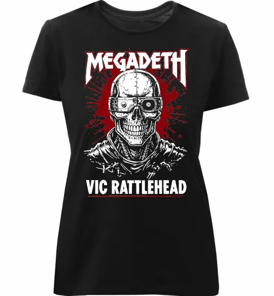 Жіноча преміум футболка Megadeth Vic Rattlehead art Чорний фото