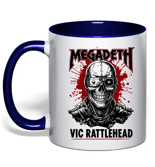 Чашка з кольоровою ручкою Megadeth Vic Rattlehead art Глибокий темно-синій фото