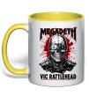 Чашка с цветной ручкой Megadeth Vic Rattlehead art Лимонный фото