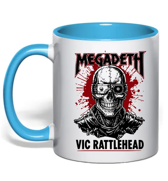 Чашка з кольоровою ручкою Megadeth Vic Rattlehead art Блакитний фото