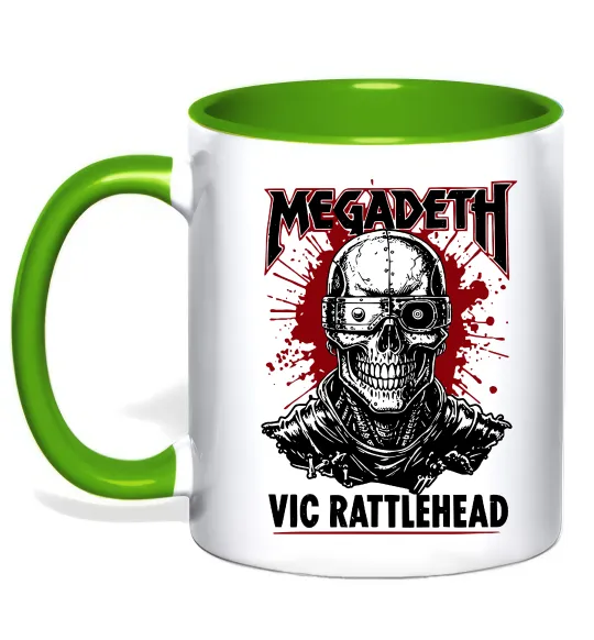 Чашка з кольоровою ручкою Megadeth Vic Rattlehead art Зелений фото