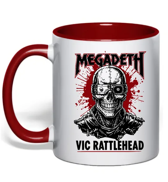 Чашка з кольоровою ручкою Megadeth Vic Rattlehead art Червоний фото