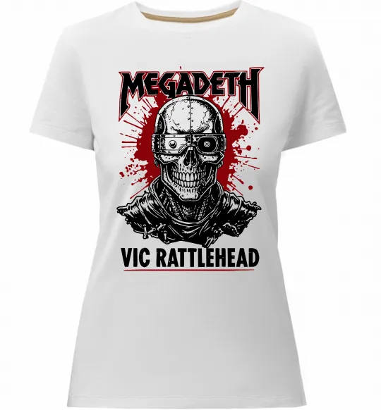 Жіноча преміум футболка Megadeth Vic Rattlehead art Білий фото