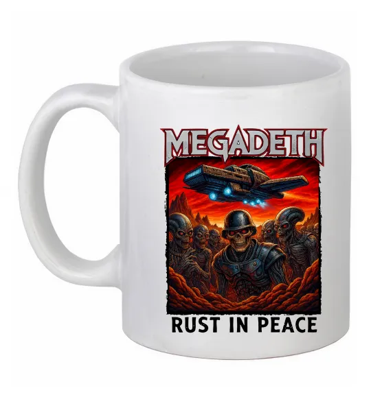 Чашка керамічна Rust in peace art Megadeth Білий фото