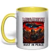 Чашка з кольоровою ручкою Rust in peace art Megadeth Сонячно жовтий фото