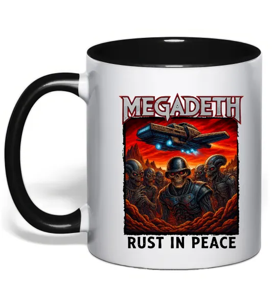 Чашка з кольоровою ручкою Rust in peace art Megadeth Чорний фото