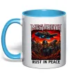 Чашка з кольоровою ручкою Rust in peace art Megadeth Блакитний фото