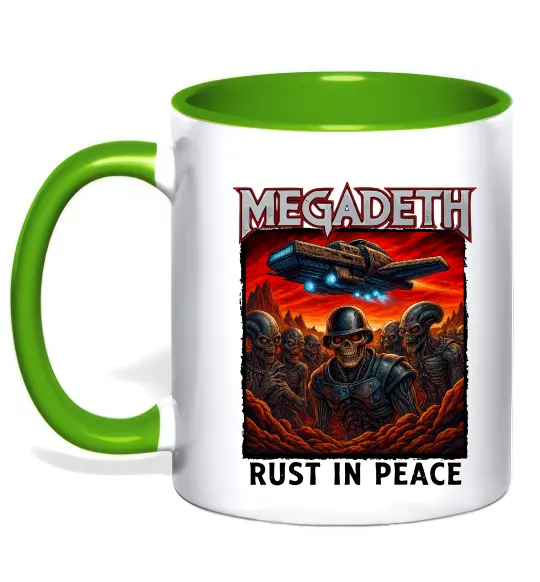 Чашка з кольоровою ручкою Rust in peace art Megadeth Зелений фото