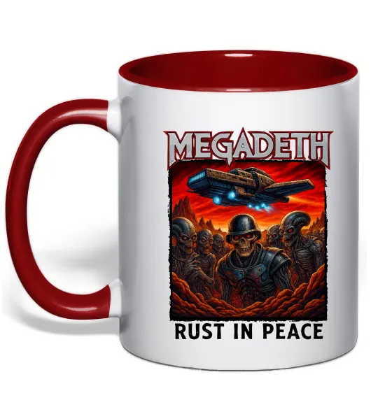 Чашка з кольоровою ручкою Rust in peace art Megadeth Червоний фото