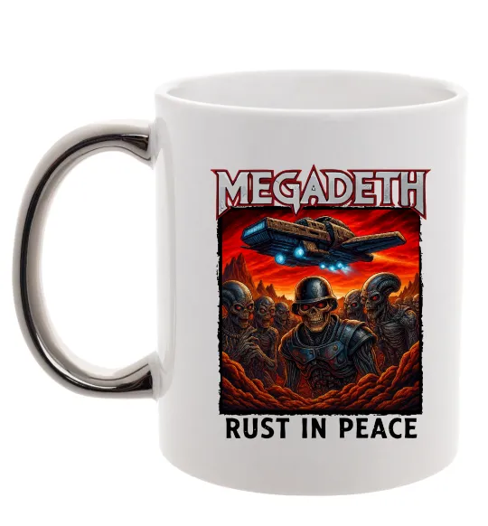 Чашка з кольоровою ручкою Rust in peace art Megadeth Срібло фото
