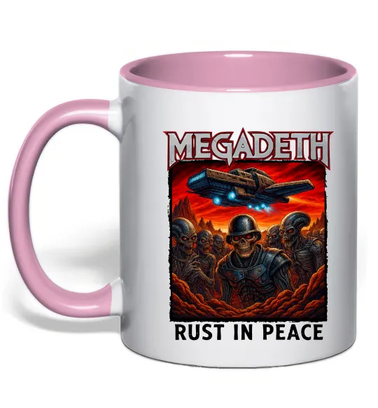 Чашка з кольоровою ручкою Rust in peace art Megadeth Ніжно рожевий фото