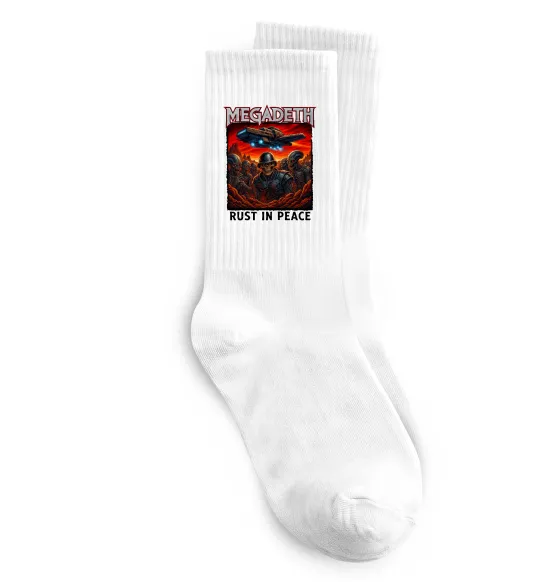 Шкарпетки Rust in peace art Megadeth Білий фото