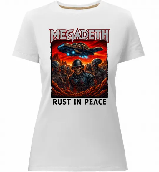 Жіноча преміум футболка Rust in peace art Megadeth Білий фото