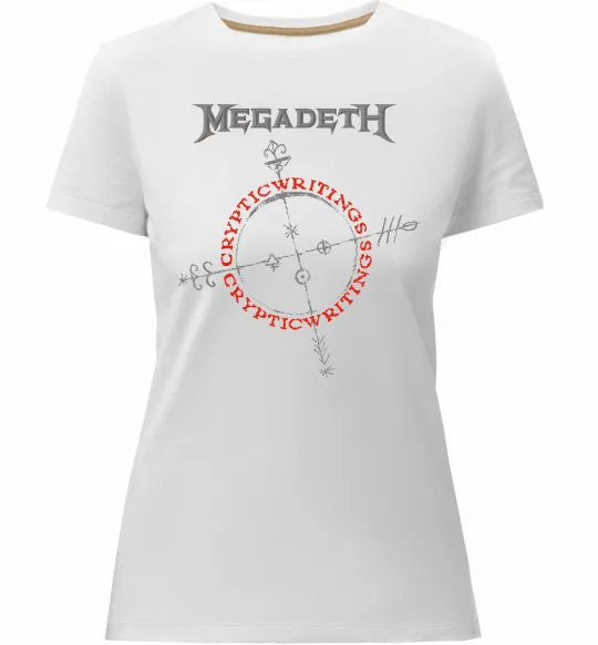 Жіноча преміум футболка Megadeth CrypticWritings Білий фото