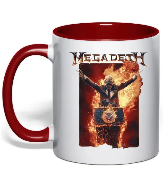 Чашка з кольоровою ручкою Megadeth fire Vic Червоний фото