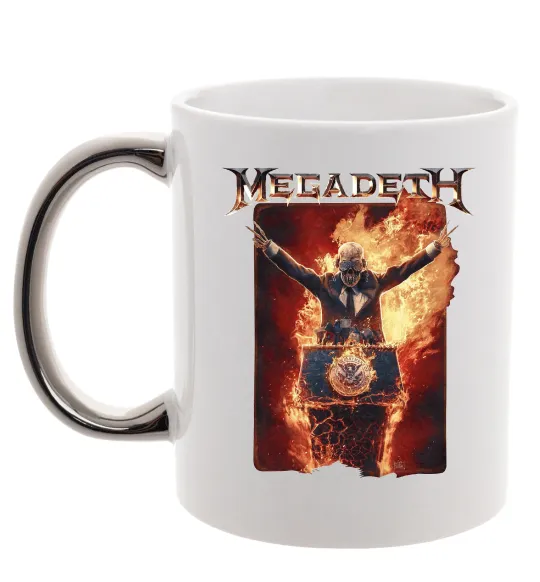 Чашка з кольоровою ручкою Megadeth fire Vic Срібло фото