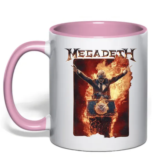 Чашка з кольоровою ручкою Megadeth fire Vic Ніжно рожевий фото
