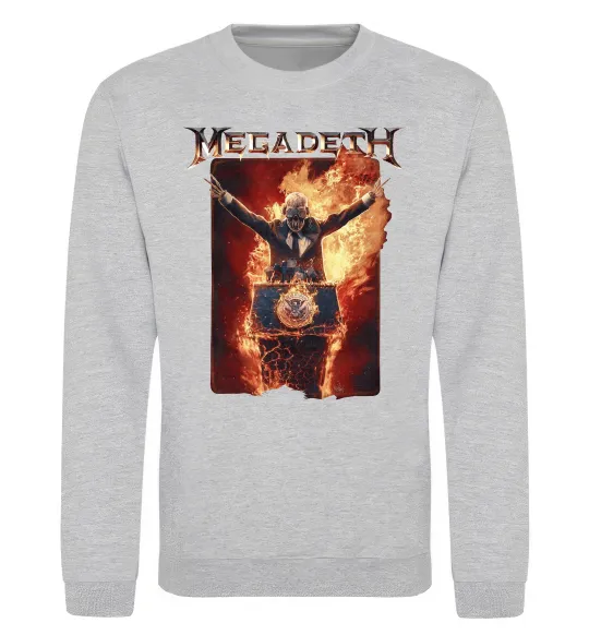 Свитшот Megadeth fire Vic Серый меланж фото