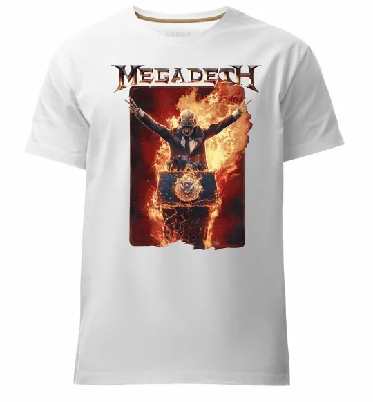 Чоловіча преміум футболка Megadeth fire Vic Білий фото