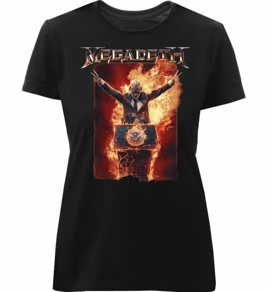 Жіноча преміум футболка Megadeth fire Vic Чорний фото