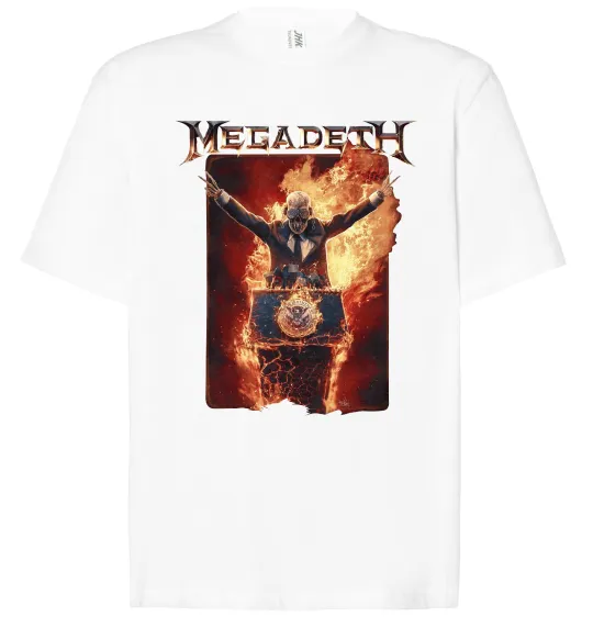 Футболка Оверсайз Megadeth fire Vic Білий фото