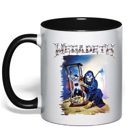 Чашка з кольоровою ручкою Megadeth poster Чорний фото