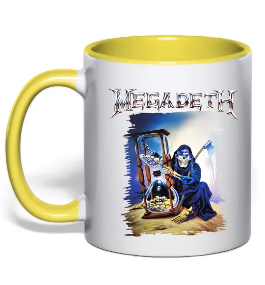 Чашка з кольоровою ручкою Megadeth poster Лимонний фото