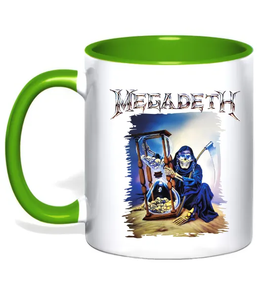 Чашка з кольоровою ручкою Megadeth poster Лаймовий фото