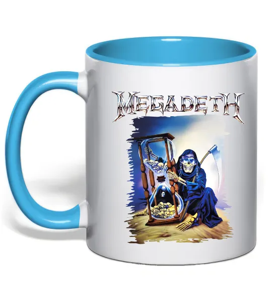 Чашка з кольоровою ручкою Megadeth poster Блакитний фото